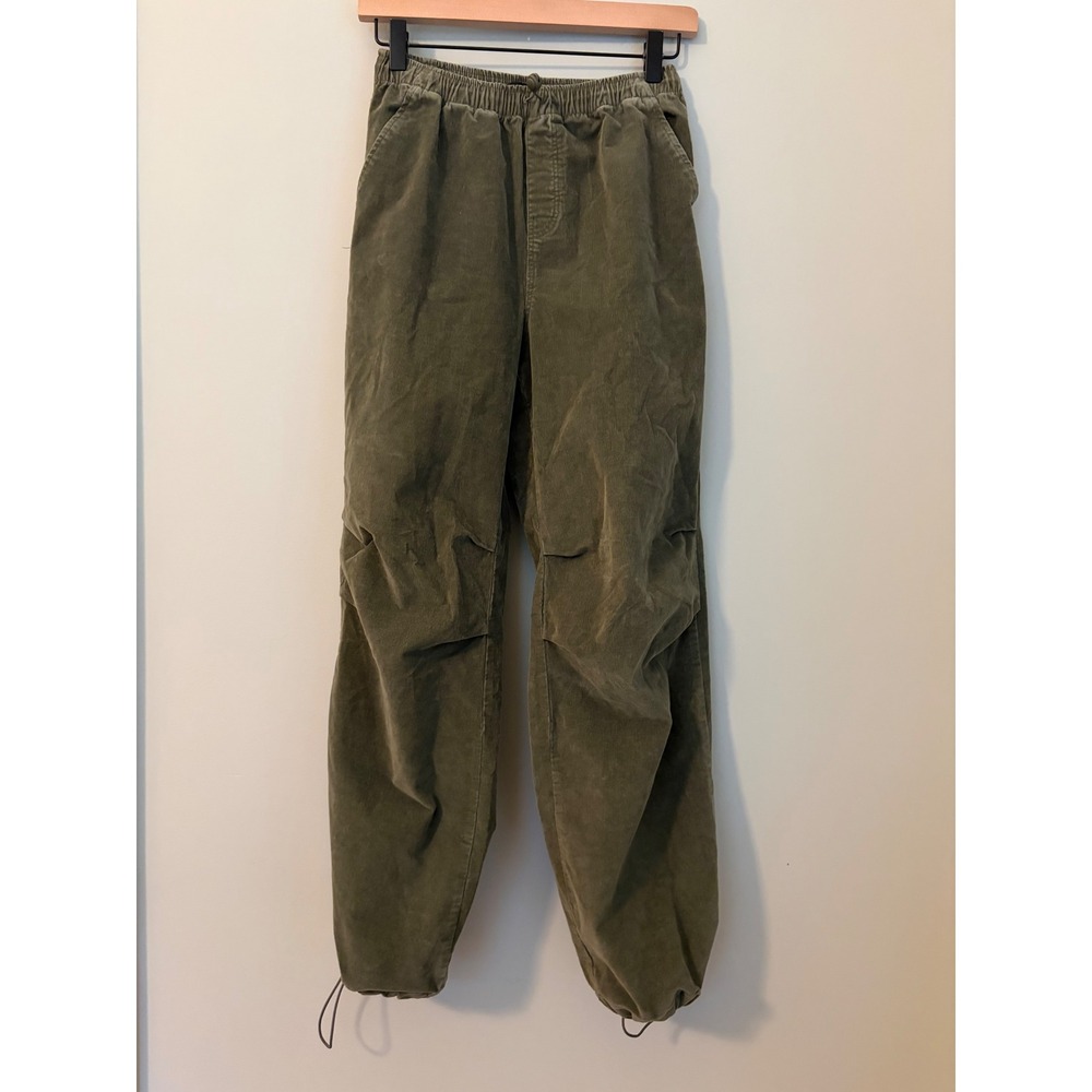 Aeropostale Olive Green Corduroy Parachute Pants Joggers XS Y2K Cozy Streetwear - Picture 6 of 13